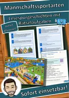 Vorschau - Arbeitsblätter - Mannschaftssportarten im Vergleich – Regeln, Felder, Spielerzahl – Lesespurgeschichte mit Rätselaufgaben (Klasse 7) - Deckblatt