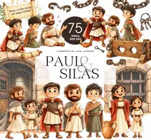 Vorschau - Bildkarten - Paulus und Silas Clipart-Set zur Bibelgeschichte, Apostelgeschichte 16 - Deckblatt