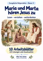 Vorschau - Arbeitsblätter - Maria und Marta hören Jesus zu | Religion Klasse 3 Arbeitsblätter | Evangelische Religionslehre | 10 Arbeitsblätter als PDF - Deckblatt