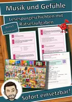 Vorschau - Arbeitsblätter - Musik und Gefühle – wie Musik uns bewegt – Lesespurgeschichte mit Rätselaufgaben (Klasse 3) - Deckblatt