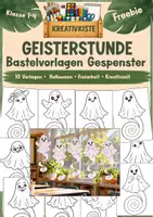 Vorschau - Mal- und Bastelvorlagen - Gespenster zum Ausmalen & Ausschneiden - Kreativkiste - | 10 süße Geister | Halloween Freebie | Klasse 1–4 - Deckblatt