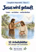 Vorschau - Arbeitsblätter - Jesus wird getauft | Religion Klasse 3 Arbeitsblätter | Evangelische Religionslehre | 10 Arbeitsblätter als PDF - Deckblatt