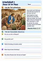Vorschau - Arbeitsblätter - Vier Freunde bringen einen Mann zu Jesus | Religion Klasse 3 Arbeitsblätter | Evangelische Religionslehre | 10 Arbeitsblätter als PDF - Seite 1