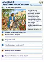 Vorschau - Arbeitsblätter - Jesus zieht in Jerusalem ein | Religion Klasse 3 Arbeitsblätter | Evangelische Religionslehre | 10 Arbeitsblätter als PDF - Seite 1