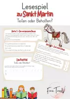 Vorschau - Arbeitsblätter - Lesespiel zu Sankt Martin: Teilen oder Behalten? - Deckblatt