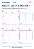 Vorschau - Arbeitsblätter - Distributivgesetz am Rechteckmodell - Seite 1
