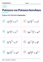 Vorschau - Arbeitsblätter - Potenzen von Potenzen berechnen - Seite 2
