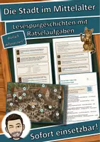 Vorschau - Arbeitsblätter - Die Stadt im Mittelalter – Lesespurgeschichte mit Rätselaufgaben (Klasse 6) - Deckblatt