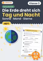 Vorschau - Arbeitsblätter - Tag und Nacht Klasse 3 | Erde und Sonne Sachunterricht Übungsheft | mit Lösungen - Deckblatt