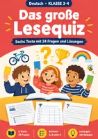 Vorschau - Arbeitsblätter - Lesequiz Klasse 3-4 – Texte und Fragen - Deckblatt
