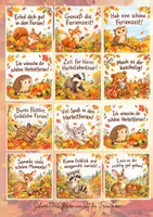 Vorschau - Anderer Materialtyp - Herbstferiengrüße Grundschule | Grußkärtchen Herbstferien I 12 Grußkarten mit Waldtieren | Feriengrüße - Seite 1