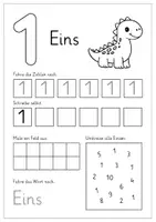 Vorschau - Arbeitsblätter - Arbeitsblätter Zahlen bis 10 | Zehnerfeld, nachspuren, schreiben, suchen & einkreisen, Zahl & Zahlwort - Seite 1
