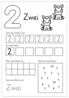 Vorschau - Arbeitsblätter - Arbeitsblätter Zahlen bis 10 | Zehnerfeld, nachspuren, schreiben, suchen & einkreisen, Zahl & Zahlwort - Seite 2
