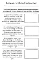 Vorschau - Arbeitsblätter - Leseverstehen Halloween, Differenziert - Deckblatt
