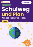 Vorschau - Arbeitsblätter - Schulweg Klasse 2 | Plan lesen Sachunterricht Übungsheft | mit Lösungen - Deckblatt