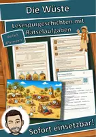 Vorschau - Arbeitsblätter - Die Wüste – Lesespurgeschichte mit Rätselaufgaben (Klasse 4) - Deckblatt