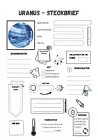 Vorschau - Arbeitsblätter - Steckbrief: Uranus (Planet) inkl. Lösung - Seite 1