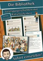 Vorschau - Arbeitsblätter - Die Bibliothek – Lesespurgeschichte mit Rätselaufgaben (Klasse 7) - Deckblatt