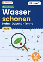 Vorschau - Arbeitsblätter - Wasser sparen Klasse 2 | Sachunterricht Übungsheft | 3 Niveaus mit Lösungen - Deckblatt
