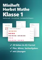Vorschau - Arbeitsblätter - Miniheft Herbst Mathe Klasse 1 – Zahlenraum 10: Zählen, Zerlegen, Plus und Minus | 20 Seiten A5 - Deckblatt