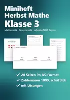 Vorschau - Arbeitsblätter - Miniheft Herbst Mathe Klasse 3 – Zahlenraum 1000, schriftlich addieren und subtrahieren | 20 Seiten A5 - Deckblatt