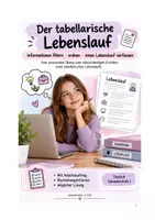 Vorschau - Stundenentwürfe - Tabellarischer Lebenslauf – Informationen filtern und Lebenslauf erstellen! - Deckblatt