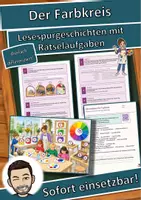 Vorschau - Mal- und Bastelvorlagen - Der Farbkreis – Lesespurgeschichte mit Rätselaufgaben (Klasse 5) - Deckblatt