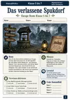 Vorschau - Spiele - Das verlassene Spukdorf Escape Room Klasse 5 bis 7 letzte Schulwoche - Deckblatt