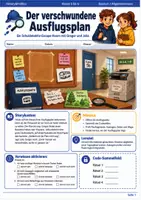Vorschau - Spiele - Der verschwundene Ausflugsplan Escape Room Klasse 5 bis 6 Detektivfall in der Schule - Deckblatt