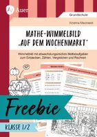 Vorschau - Arbeitsblätter - Mathe-Wimmelbild "Auf dem Wochenmarkt": Entdecken, Zählen, Vergleichen und Rechnen – Klasse 1/2 - Deckblatt