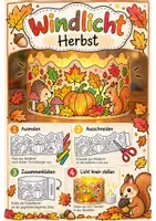 Vorschau - Mal- und Bastelvorlagen - Windlicht Herbst Igel, Eichhörnchen, Kürbis - Deckblatt