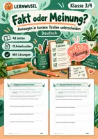 Vorschau - Arbeitsblätter - Fakt oder Meinung Klasse 3 und 4 | Zeitung lesen Übungsheft | 3 Niveaus mit Lösungen - Deckblatt
