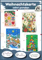 Vorschau - Mal- und Bastelvorlagen - Weihnachtskarte selbst gestalten, ausmalen | Winter, Weihnachten, Kunst, Grundschule, Klasse 1, Klasse 2, Klasse 3, Klasse 4 - Deckblatt