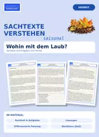 Vorschau - Arbeitsblätter - Sachtexte saisonal – Herbst: Wohin mit dem Laub? - Deckblatt