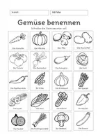 Vorschau - Arbeitsblätter - Wortschatzarbeit: Gemüse- und Obstsorten DAZ/DAF UND VABO - Seite 1