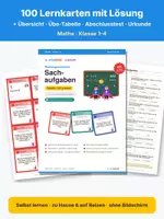 Vorschau - Test - Sachaufgaben – Mathe Lernkarten Kl. 1–4 + Digital - Deckblatt