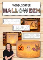 Vorschau - Mal- und Bastelvorlagen - Windlichter Halloween – Vorlagen zum Ausmalen, Prickeln und Basteln - Deckblatt