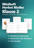 Vorschau - Arbeitsblätter - Miniheft Herbst Mathe Klasse 2 – Zahlenraum 100, Einmaleins 2, 5, 10, Plus und Minus | 20 Seiten A5 - Seite 1