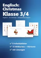 Vorschau - Arbeitsblätter - Englisch Grundschule Klasse 3/4: Christmas – Arbeitsblätter, Bildkarten, Hörübungen - Deckblatt