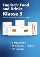 Vorschau - Arbeitsblätter - Englisch Grundschule Klasse 3: Food and Drinks – Arbeitsblätter, Bildkarten, Hörübungen - Deckblatt