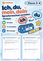 Vorschau - Arbeitsblätter - Pronomen Klasse 3 und 4 | Sprecherwechsel Übungsheft | 3 Niveaus mit Lösungen - Deckblatt