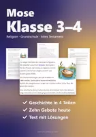 Vorschau - Arbeitsblätter - Mose Religion Klasse 3/4 – Geschichte vom Auszug aus Ägypten, Zehn Gebote, Arbeitsblätter und Test - Seite 1