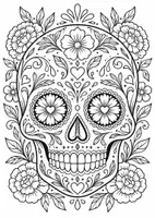 Vorschau - Mal- und Bastelvorlagen - Día de los Muertos - 10 Ausmalbilder - Seite 1