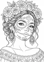 Vorschau - Mal- und Bastelvorlagen - Día de los Muertos - 10 Ausmalbilder - Seite 2