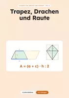 Vorschau - Arbeitsblätter - Flächeninhalt von Trapez, Drachen und Raute - Deckblatt