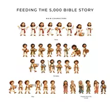 Vorschau - Bildkarten - Die Speisung der Fünftausend Clipart für Kindergottesdienst und Religionsunterricht - Seite 1