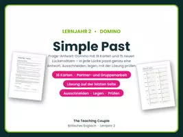 Vorschau - Arbeitsblätter - Simple Past – Grammatik-Domino Englisch - Deckblatt
