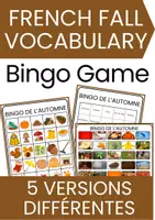 Aperçu - Jeux - French Fall Bingo FLE French Immersion FSL - Page de couverture
