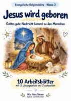 Vorschau - Arbeitsblätter - Jesus wird geboren | Religion Klasse 2 Arbeitsblätter | Evangelische Religionslehre | 10 Arbeitsblätter als PDF - Deckblatt