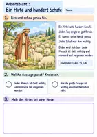 Vorschau - Arbeitsblätter - Das verlorene Schaf | Religion Klasse 2 Arbeitsblätter | Evangelische Religionslehre | 10 Arbeitsblätter als PDF - Seite 1